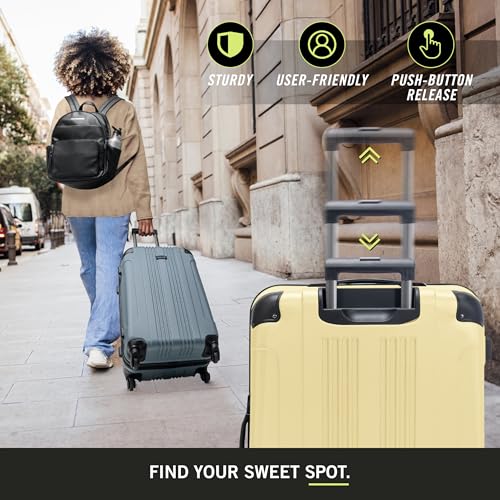 Kenneth Cole REACTION Out of Bounds Lightweight Hardshell 4-Wheel Spinner Luggage, Pale Banana, 20-Inch Carry On