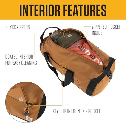 Carhartt Classic Round Duffel with Utility Pouch, Heavy-Duty, Water-Resistant Packable Gear Bag for Jobsite, Gym, and Travel, Black, 60L