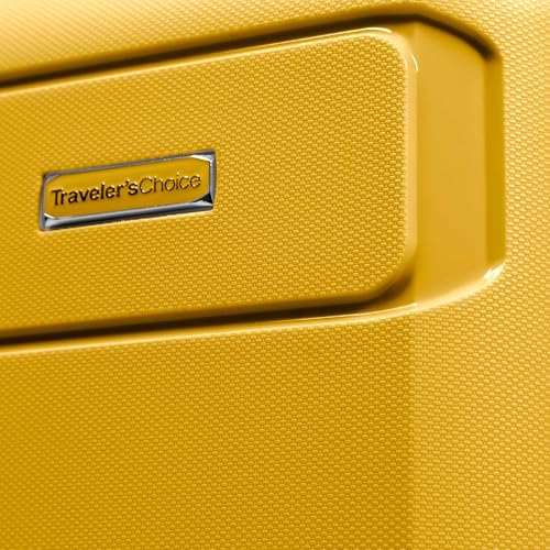 Traveler's Choice Pagosa Hardshell Expandable Luggage with Spinner Wheels, Yellow, 22-Inch Carry-on