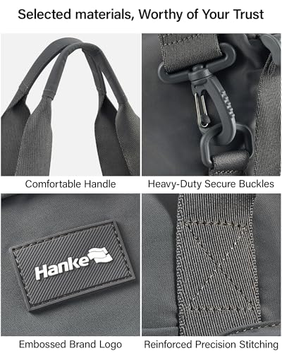 Hanke 40L Foldable Travel Tote Bags for Women Men, Expandable Weekender Bag with 11 Pockets, Wet Dry Separation, Laptop Compartment, Carry On Luggage Bag for Travel Gym Beach Daily Use(Grey)