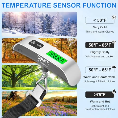 QIHATR Luggage Scale, 110lb Luggage Weight Scale for Travel,Backlit LCD