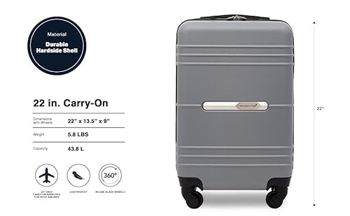 Travelers Club 22" Richmond Spinner Carry-On Luggage, Charcoal