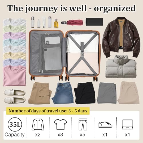 imiomo Carry on Luggage Airline Approved with Front Pocket and USB Port, Hard Shell 20 Inch Travel Carry-on Suitcase with Spinner Wheels and TSA Lock, White