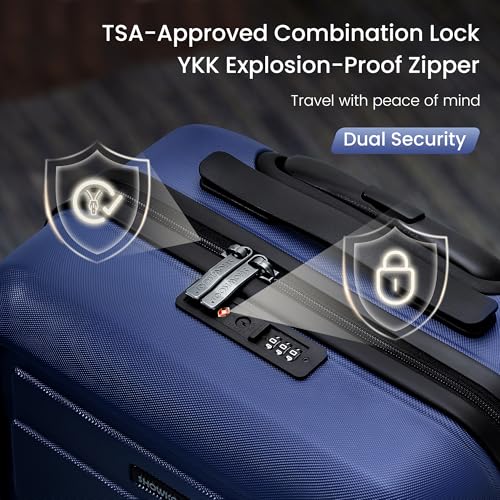 SHOWKOO PRO G-Series Luggage Sets 3 Piece Expandable, Upgrade 100% PC Durable Hardshell Suitcase with Wheels TSA Lock Deep Blue