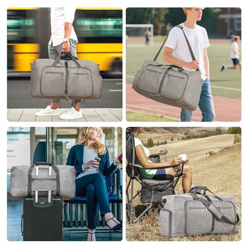 Vomgomfom Travel Duffle Bag for Men, 65L 85L 115L Foldable Travel Duffel Bag with Shoes Compartment Overnight Bag for Men Women