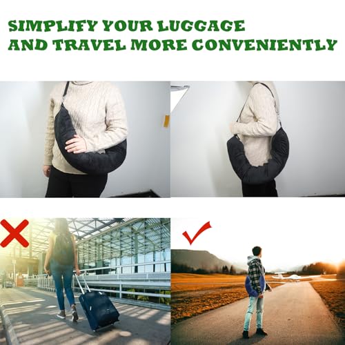 S-SNAIL-OO 1/2PCS Travel Pillow Stuffable with Clothes As Carry-On Luggage Fits Up to 3 Days of Travel Essentials, Multifunctional U-Shaped Pillowcase for Business, Trip, Outdoor (1PCS-Brown)