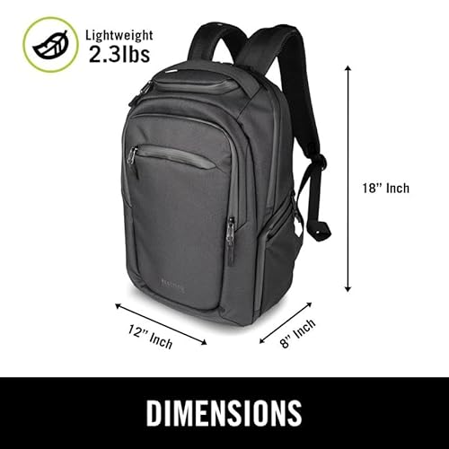 Kenneth Cole REACTION Parker Polyester Abrasion-Resistant Travel 17" Laptop Backpack with Removable Laptop Sleeve, Black