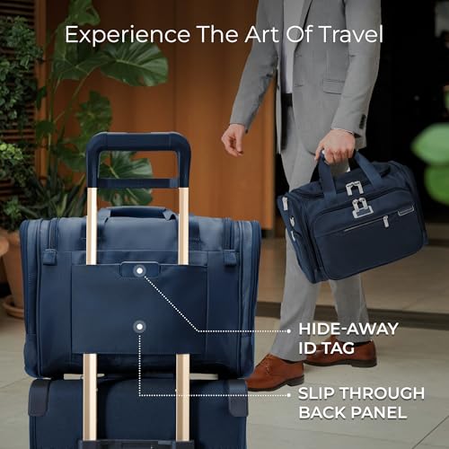 Briggs & Riley Underseat Duffle Bag - Personal Item Travel Bag for Women & Men, Carry On, Fits Under Airplane Seat, Weekender & Overnight Luggage, Lightweight - Baseline Collection, Navy