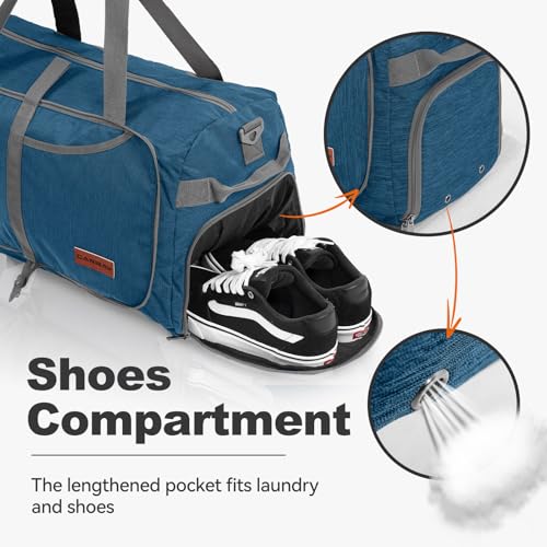 Canway 40L Foldable Duffle Bag for Travel Men & Women Carry On 22"x14"x9" Airline Approved, Small Luggage Overnight Bag with Shoe Compartment, Water-Resistant Gym & Sports Bag