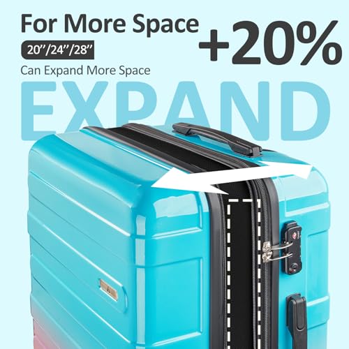 VIVIcity Carry on Luggage 22x14x9 Airline Approved, Expandable 20 Inch Hardside Suitcase with Wheels TSA Lock, PC+ABS Lightweight Carry on Suitcases for Women