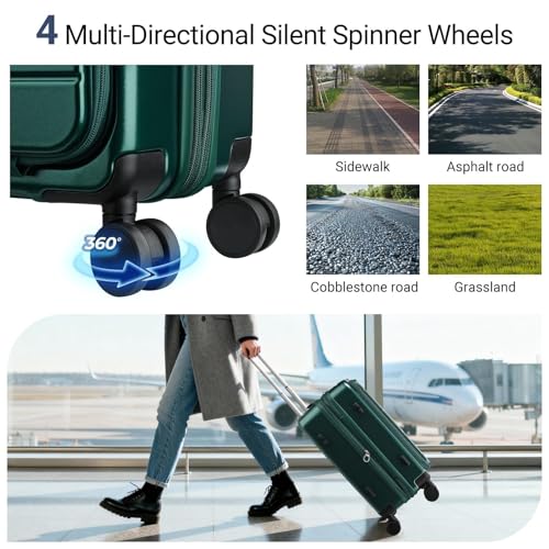 cllson Carry On Luggage with Top Opening, Expandable with Front Pocket and USB Charging Port, Lightweight with Front Compartment Rolling Suitcases with Fathers Day Gift for Dad Men Him Husband