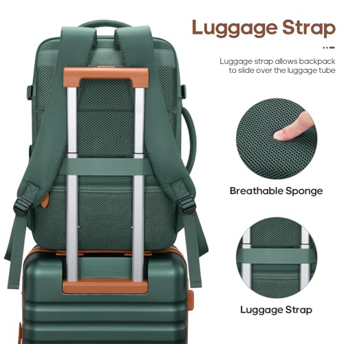 UKEIN Luggage Sets 3 Piece, Carry On Luggage 20In With Spinner Wheels,PC Hardside Suitcase Set with TSA Lock,Durable Carry On Suitcase With Travel Backpack for Men (Green, 3 piece set (20inch))