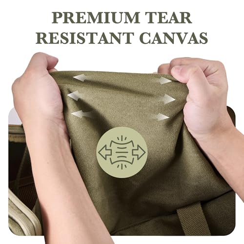 SHOWKOO Duffle Bag for Travel 60L Expandable Canvas Travel Bag Durable Vintage Weekender Overnight Carry On Bag for Men(Army Green)