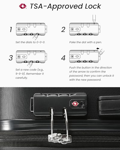 YOETEY Carry On Luggage 22x14x9 Airline Approved, Expandable ABS Hardside Suitcase with Spinner Wheels & TSA Lock, Lightweight Travel Suitcase for Business (20 in, Black)