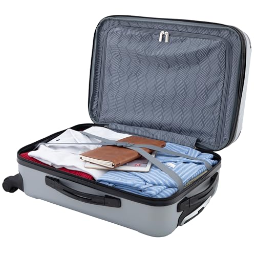 Travelers Club Chicago Hardside Expandable Spinner Luggage, Silver, 22" Carry-On