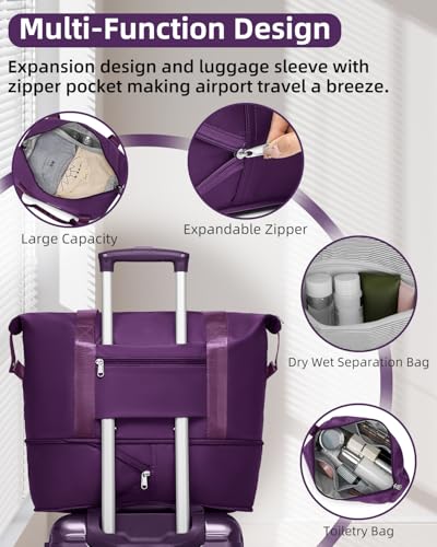 LARVENDER Carry on Luggage 22x14x9 Airline Approved, Expandable 20 Inch Hardside Suitcase with Wheels TSA Lock, PC+ABS Lightweight Carry on Suitcases for Women and Men, Royal Purple (20/DB/TB)
