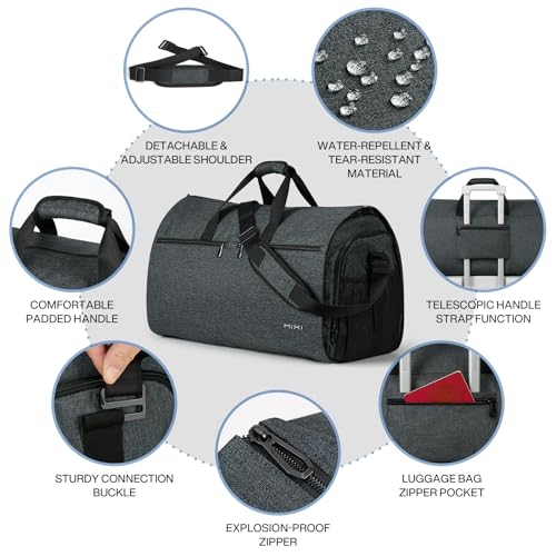 mixi 22 Inch Carry-On Bag for Men Women, 56L Foldable Water-Resistant Weekender Bag for Travel Gym Sports, Rock Gray