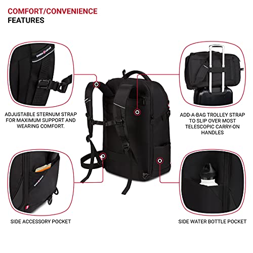 SwissGear 3766 Extra Large 48L Travel Backpack with USB Charging Port, Built-in RFID, Fits 16 Inch Laptop