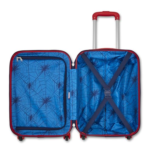 American Tourister Spiderman Iconic Carry-On Luggage - Airline Approved, Durable Hardshell - Roll Confidentially with Spinner Wheels & Colorful Adjustable Handle
