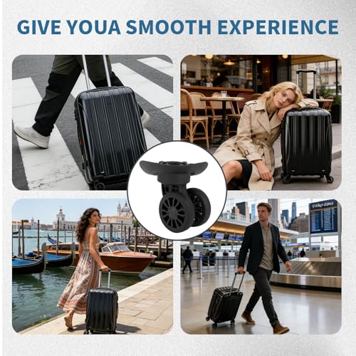 2Pcs Luggage Suitcase Wheels,Only Compatible with DELSEY Carry-On Plus 21 Inch,luggage wheels replacement with Screws/screwdriver,360° Rotation Spinner Wheel,Mute Double Row Swivel Wheel(Black)