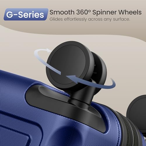 SHOWKOO PRO G-Series Luggage Sets 3 Piece Expandable, Upgrade 100% PC Durable Hardshell Suitcase with Wheels TSA Lock Deep Blue