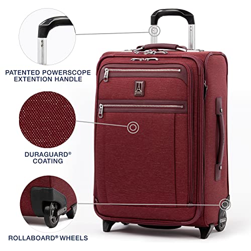 Travelpro Platinum Elite Softside Expandable Carry on Luggage, 2 Wheel Upright Suitcase, USB Port, Men and Women, Bordeaux, Carry On 22-Inch