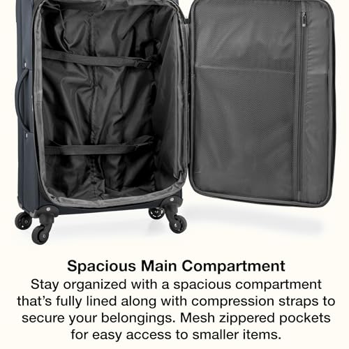 U.S. Traveler Anzio Softside Expandable Luggage with Spinner Wheels, Dark Grey, 22-Inch Carry-on