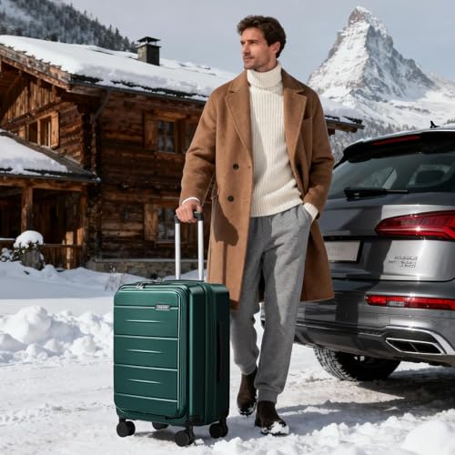 cllson Carry On Luggage with Top Opening, Expandable with Front Pocket and USB Charging Port, Lightweight with Front Compartment Rolling Suitcases with Fathers Day Gift for Dad Men Him Husband