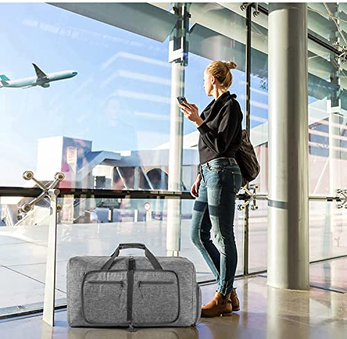 Vomgomfom Travel Duffle Bag for Men, 65L 85L 115L Foldable Travel Duffel Bag with Shoes Compartment Overnight Bag for Men Women