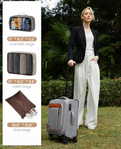 LOVEVOOK 4 Pcs Carry On Luggage 22x14x9 Airline Approved 20 Inch Underseat Carry on Suitcase for Women Men Softside Travel Luggage with Spinner Wheels and TSA Lock