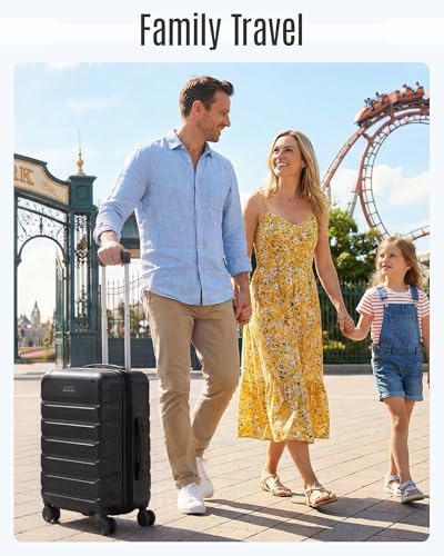 LIGHT FLIGHT Carry On Luggage 22x14x9 Airline Approved, Expandable Carry On Suitcases with Wheels, Lightweight Luggage, Durable Hard Shell 20 Inch Rolling Suit Case for Men Women Travel Black/Brown