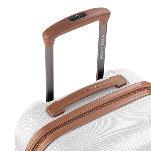 DELSEY PARIS Flanerie SE - Hardside Carry-On Luggage 19 Inch - 360° Dual Spinner Wheels - TSA Lock - 5-Year Warranty - Lightweight Polycarbonate Travel Suitcase with Vegan Leather, Champagne