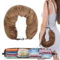 S-SNAIL-OO 1/2PCS Travel Pillow Stuffable with Clothes As Carry-On Luggage Fits Up to 3 Days of Travel Essentials, Multifunctional U-Shaped Pillowcase for Business, Trip, Outdoor (1PCS-Brown)
