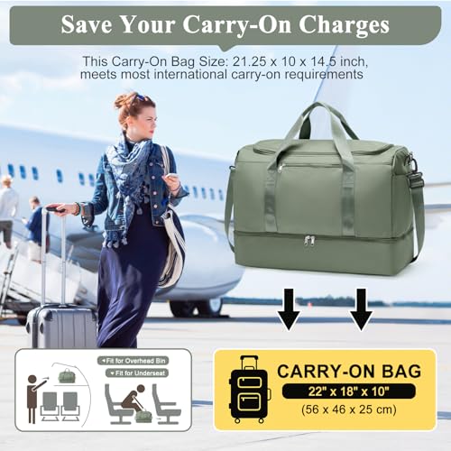 Extra Large Travel Duffle Bag,Carry on Overnight Weekend Bag with Shoes Compartment,Weekender Bags for Women for Travel Business Trips Sport Hospital