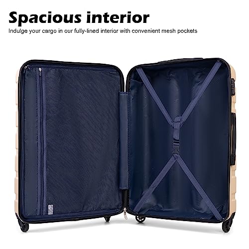 Coolife Luggage 3 Piece Set, Lightweight Durable Hardshell Suitcase set with 360° Spinner Wheels, TSA-approved Lock, Checked Family Travel Luggage sets, 20/24/28 Inch, Red