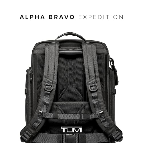 TUMI - Alpha Bravo Expedition Flap Backpack - Large Carry On Backpack - 21.0" X 12.5" X 7.5" - Fits up to 17" Laptop - Black