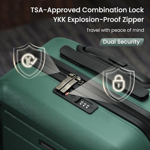 SHOWKOO PRO G-Series Luggage Sets Expandable 100% PC Suitcase Double Wheels TSA Lock 3PC (ArmyGreen)