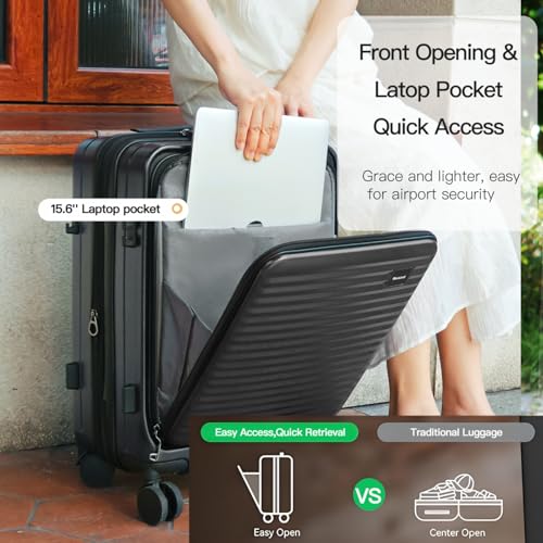 Kmvazcd Carry On Luggage Airline Approved, 20 Inch Expandable PC Hardside Lightweight Suitcases with Spinner Wheels and TSA Lock
