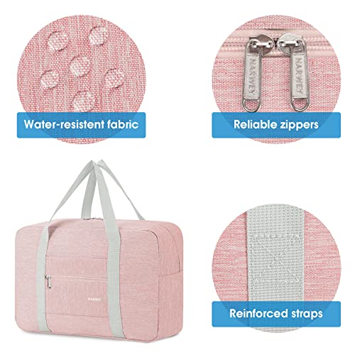 For Spirit Airlines Personal Item Bag 18x14x8 Foldable Travel Duffel Bag Tote Carry on Luggage Duffle Overnight for Women (1112 Thick Series Pink)