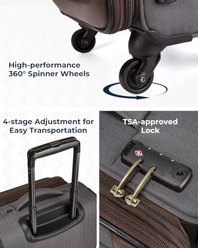 BAGSMART Carry-On Luggage Airline Approved, 20 inch Expandable Suitcase with Duffel bag, Softside Lightweight Suitcases with Spinner Wheels, Gray