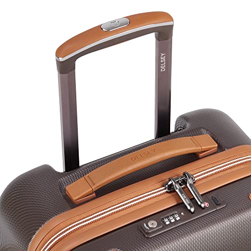 DELSEY PARIS Chatelet Air 2.0 - Hardside Carry on Plus 20 Inch - 360° Spinner Wheels - TSA Lock - USB Port - Lightweight Polycarbonate Travel Suitcase, Chocolate Brown
