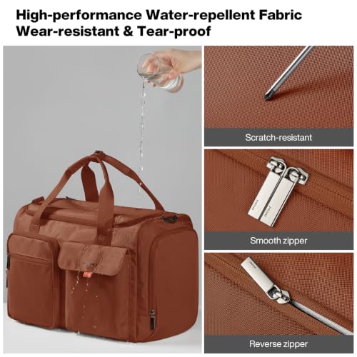 Mixi 17" Underseat Carry-On Luggage Travel Tote, Water-Resistant, Brown