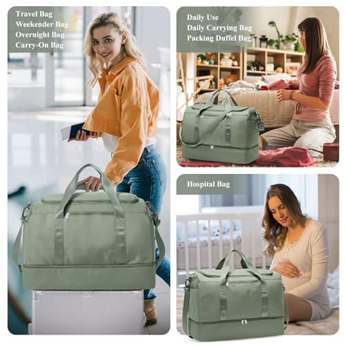 Extra Large Travel Duffle Bag,Carry on Overnight Weekend with with Shoes Compartment & Toiletry Bag,Weekender Bags for Women for Travel Business Trips Sport Hospital