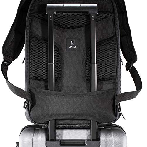 LEVEL8 Laptop Backpack, Work Backpack for Men Women, Travel Computer Bag for Business Fits 15.6" Laptop and Notebook - Black