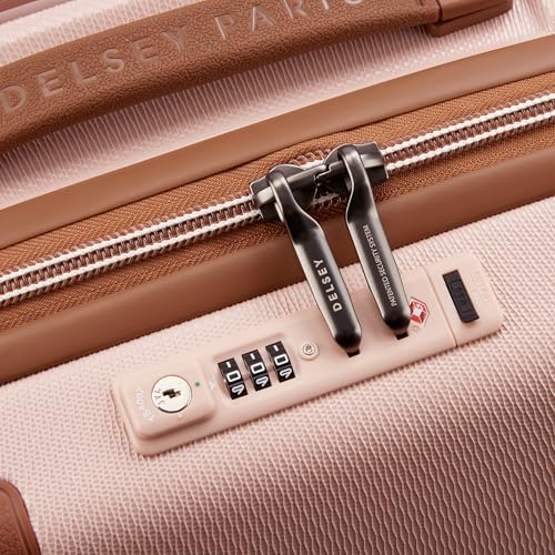 DELSEY PARIS Chatelet Air 2.0 Carry-On Plus Suitcase 20 Inch, Hardside Polycarbonate Luggage, Dual-Density Spinner Wheels, TSA Lock, USB Port, Blush Pink