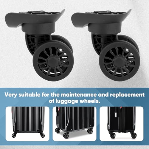 2Pcs Luggage Suitcase Wheels,Only Compatible with DELSEY Carry-On Plus 21 Inch,luggage wheels replacement with Screws/screwdriver,360° Rotation Spinner Wheel,Mute Double Row Swivel Wheel(Black)