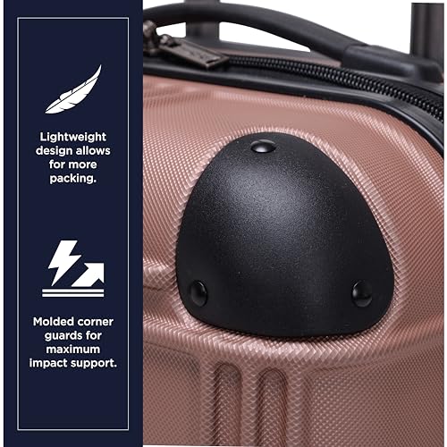 Ben Sherman Nottingham Lightweight Hardside 4-Wheel Spinner Travel Luggage, Rose Gold, 20-Inch Carry On