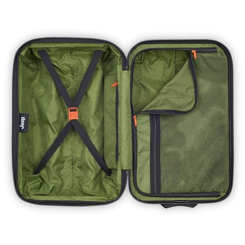 Jeep JH003B Hardside Expandable Luggage with Two Wheels, Black, Carry-On 21 Inch