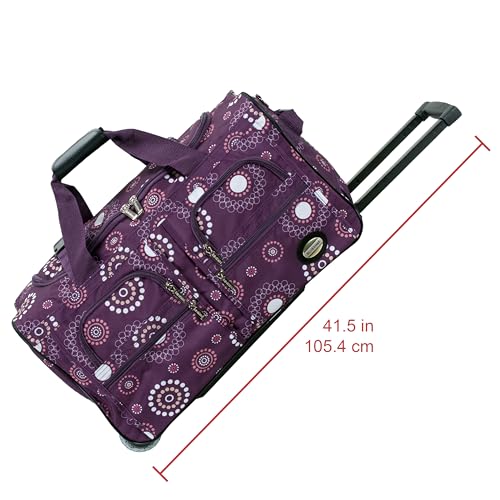 Rockland 22" Polyester Rolling Duffel Bag, Purple Pearl