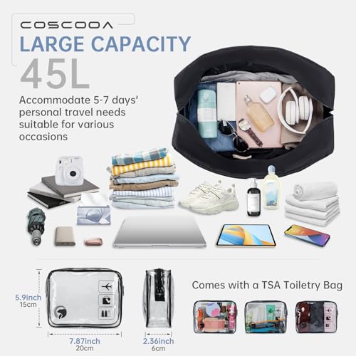 COSCOOA Carry On Luggage 22x14x9 Airline Approved,Lightweight Duffle Bag for Travel, Waterproof Weekender Overnight Bags for Traveling Airplane for Women and Men 40L